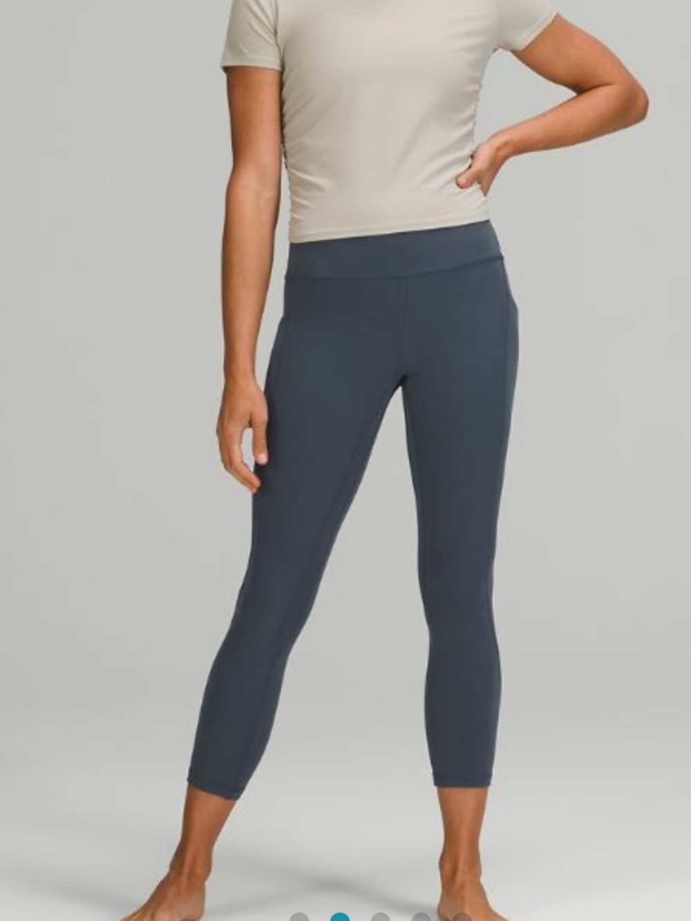 Lululemon align high rise crop leggings pockets 23” size 4 greyish green color